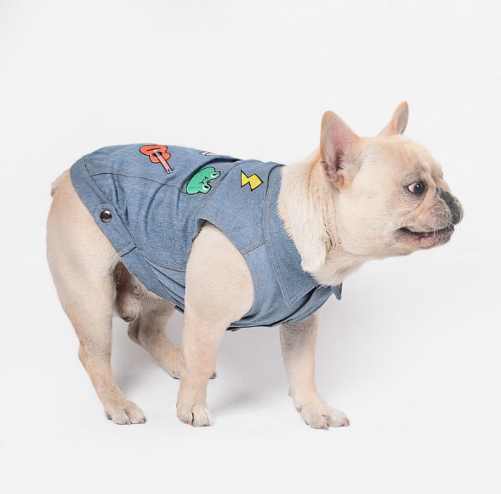 Embroidered Denim Pet Vest