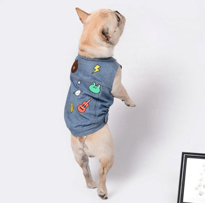 Embroidered Denim Pet Vest