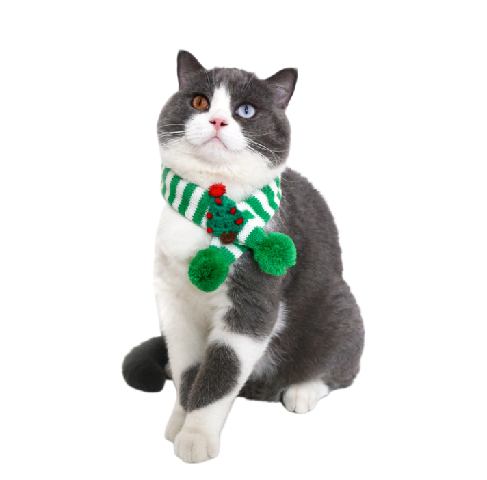 Festive Striped Knit Christmas Scarf for Pets