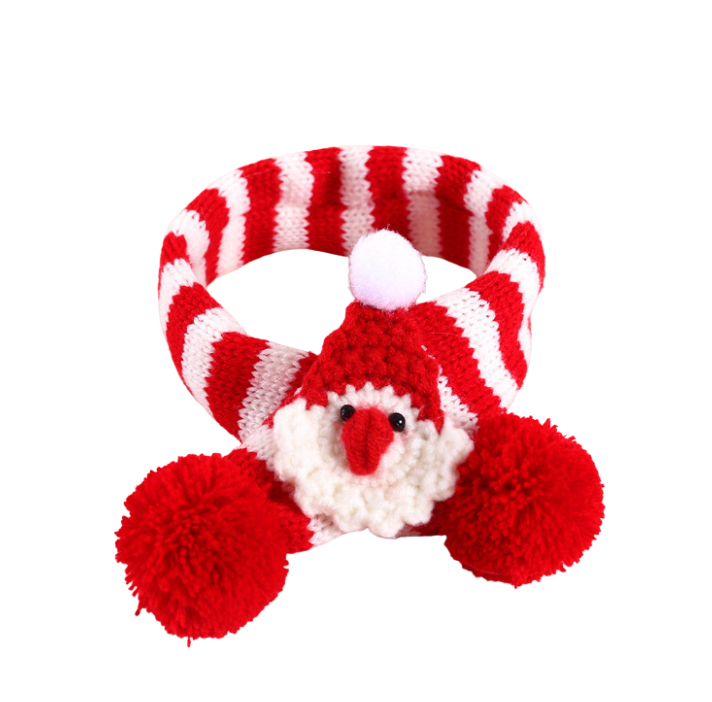 Festive Striped Knit Christmas Scarf for Pets