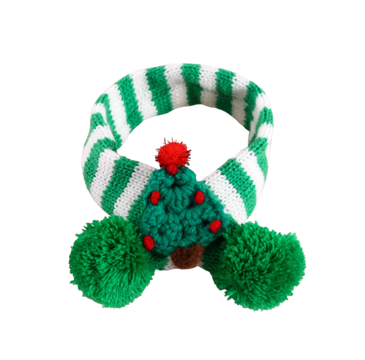 Festive Striped Knit Christmas Scarf for Pets