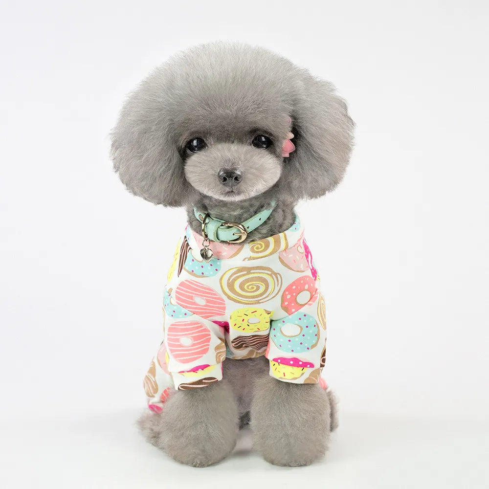 Donut Printed Dog Jumpsuit