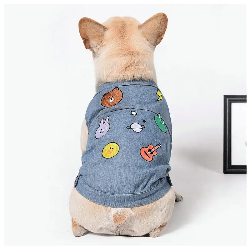 Embroidered Denim Pet Vest