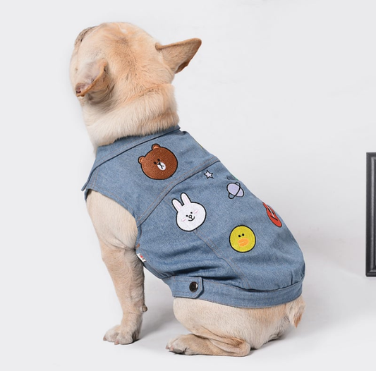 Embroidered Denim Pet Vest