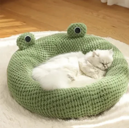 Cartoon Frog-Shaped Pet Bed