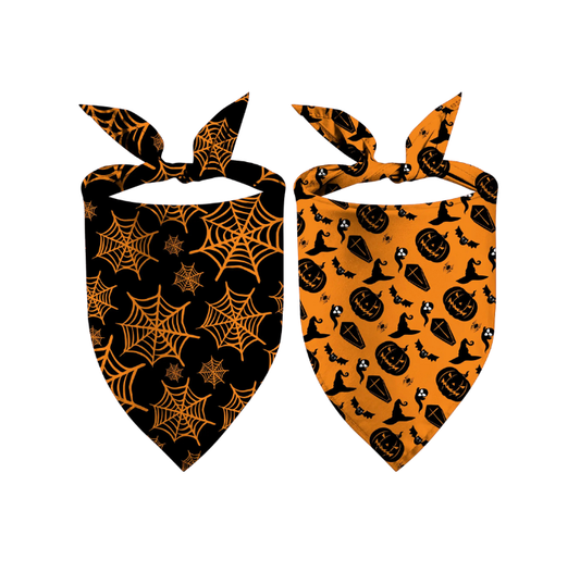Pumpkin & Spider Web Pet Bandana Set