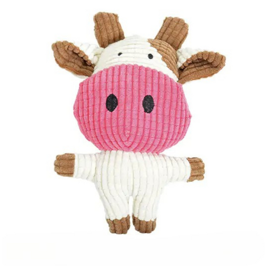 Squeaky Cow Plush Dog Toy