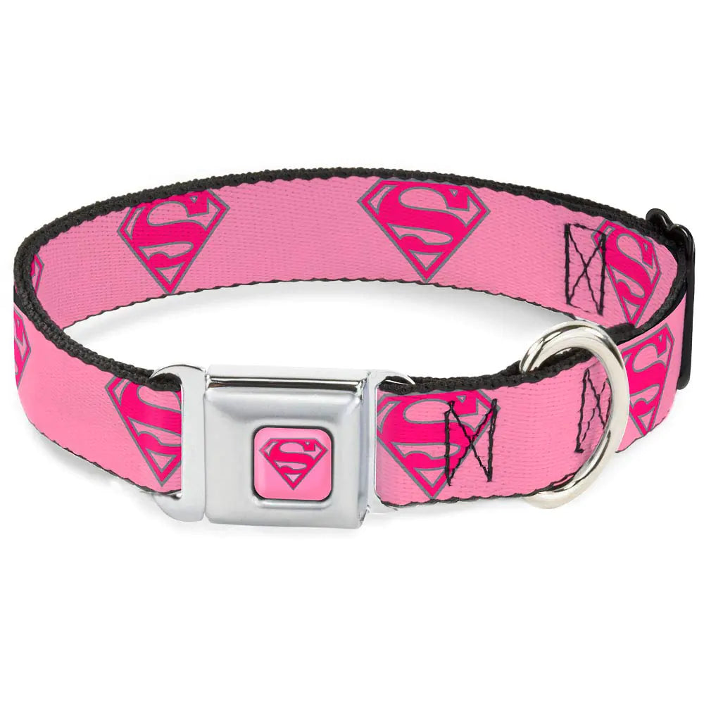 Superman Pink Dog Collar